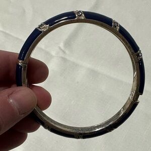 Blue and Silver Hinged Bangle